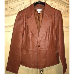 Butterscotch Brown Leather Blazer